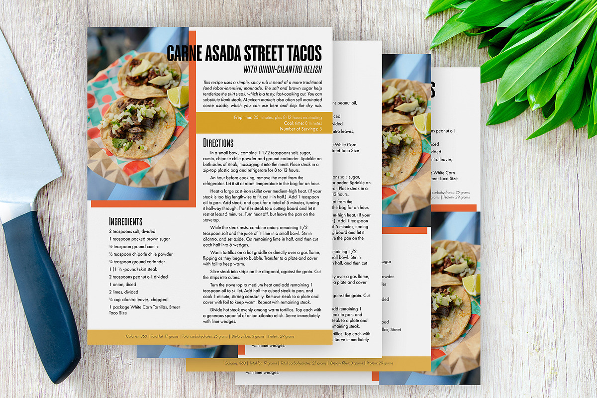 Color Block Printable Recipe Bundle, a Flyer Template by Helen Thompson Design (Photo 1 of 6)