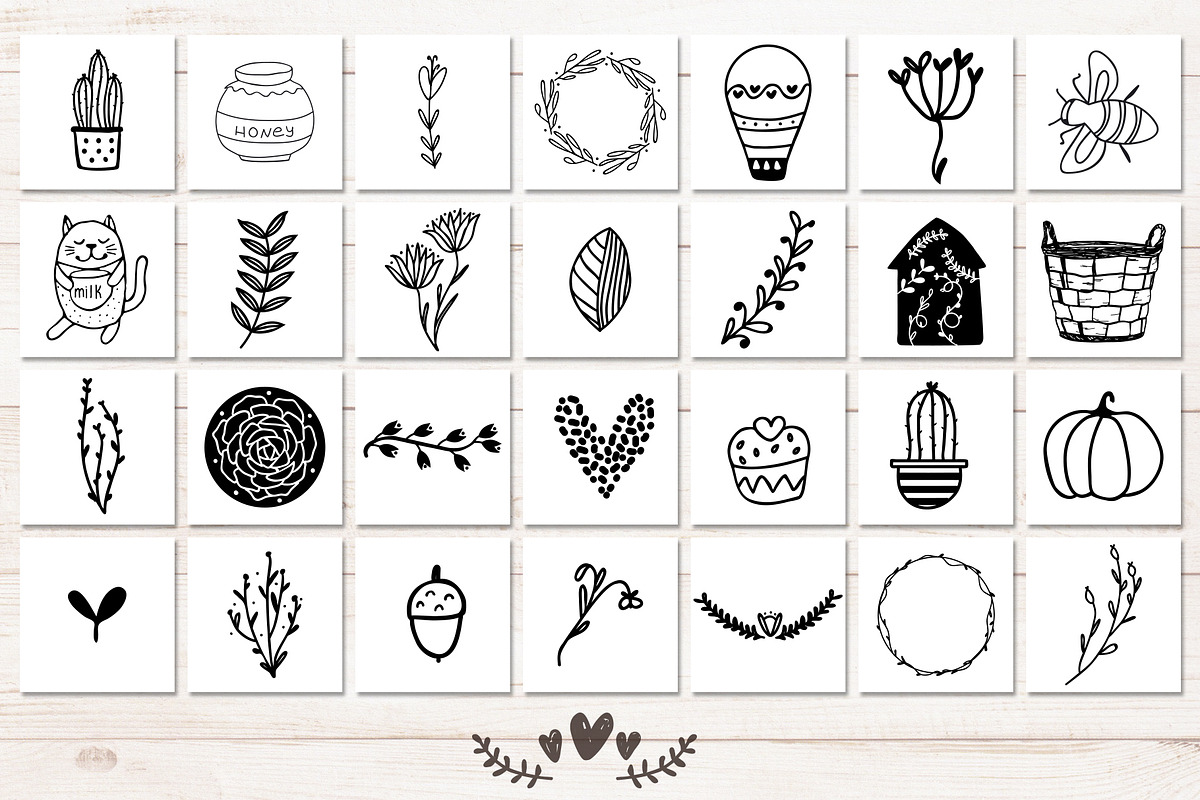 100 hand drawn elements, an Illustration by Cozy pattern shop (Photo 5 of 7)
