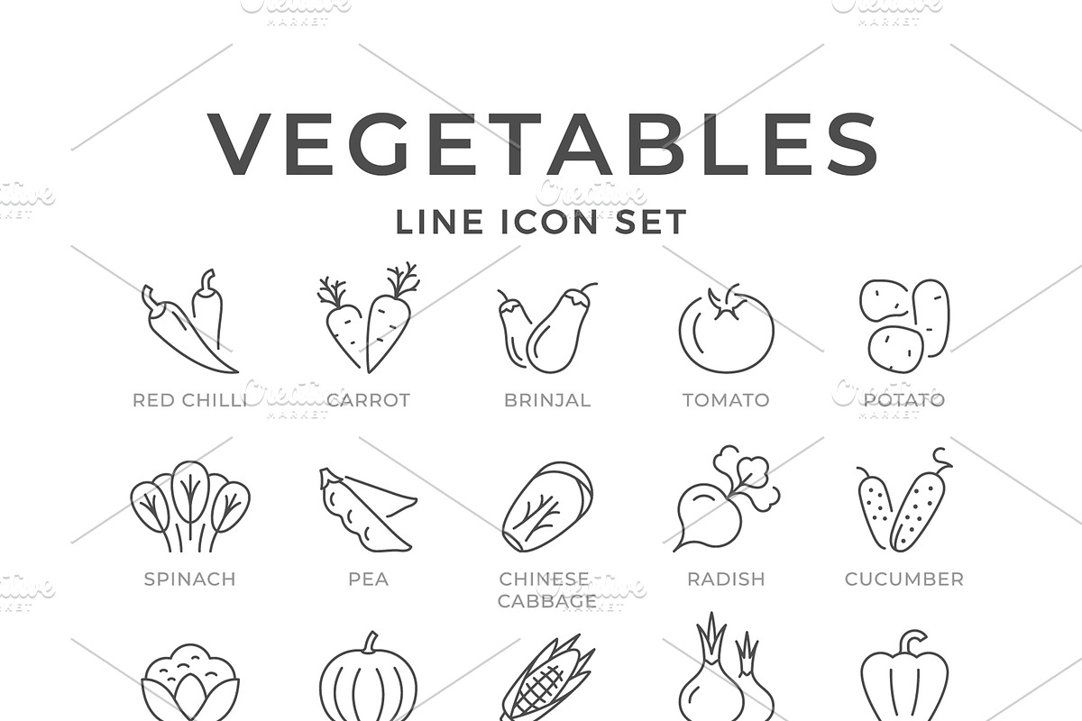 Set line icons of vegetables, an Outline Icon by motorama (Photo 1 of 2)
