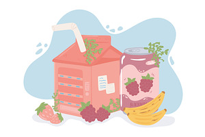 soda box juice fruits, a Food Illustration by studiogstock