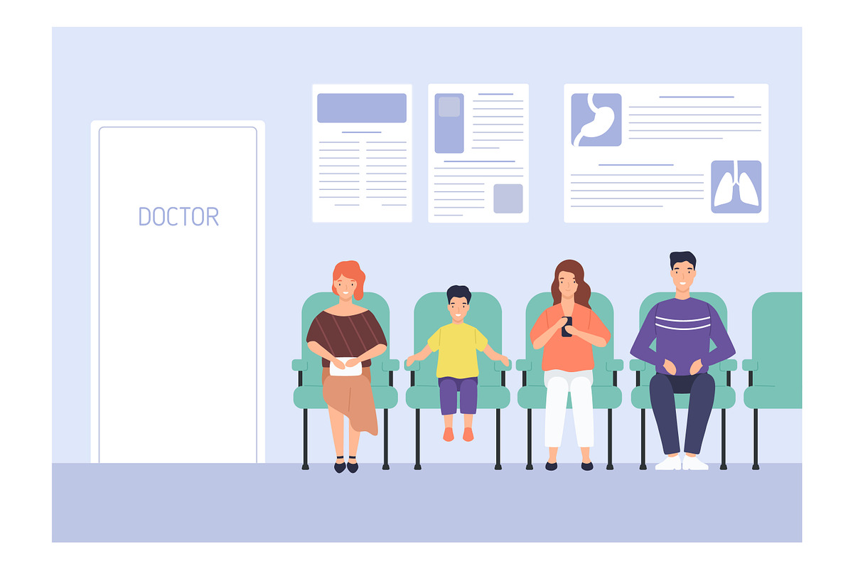 People in doctor waiting room, a Healthcare Illustration by Good Studio (Photo 4 of 4)