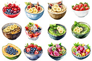 Watercolor Healthy Fruit Bowls Clipa, an Illustration by Designworld (Thumbnail 4 of 5)
