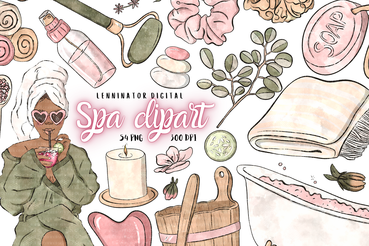 Watercolor Spa Wellness Clipart PNG, a Healthcare Illustration by Lenninator Digital (Photo 1 of 10)