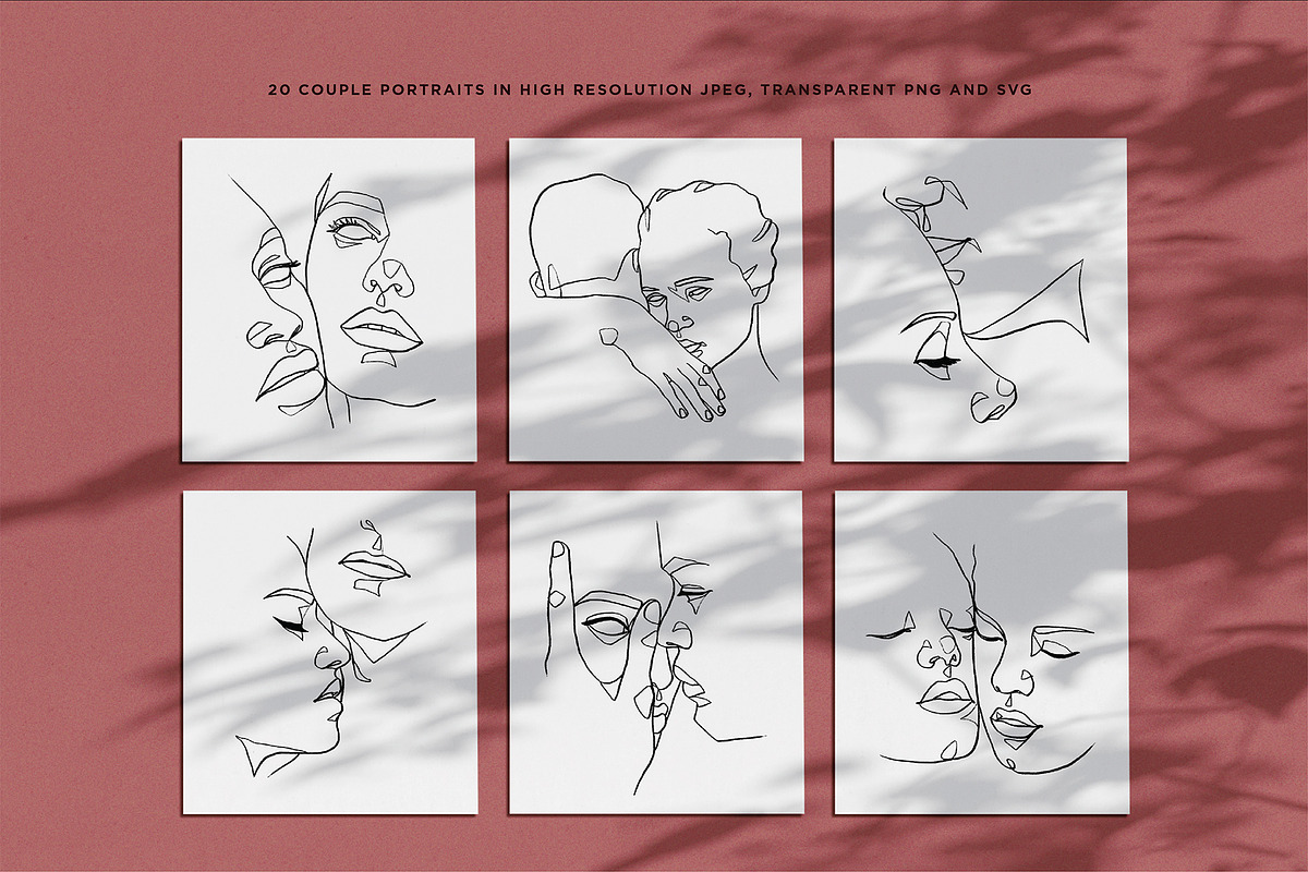 Abstract Couple Portrait Line Art, a Decorative Illustration by Rough Edges Supply Co. (Photo 3 of 9)