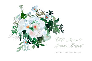 White Florals And Greenery Clipart