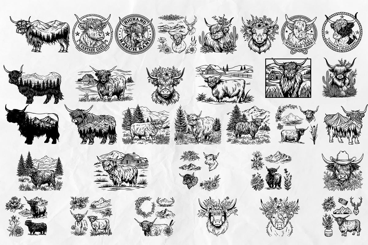 Highland Cow SVG, an Object Illustration by Dervik Art Store (Photo 3 of 4)