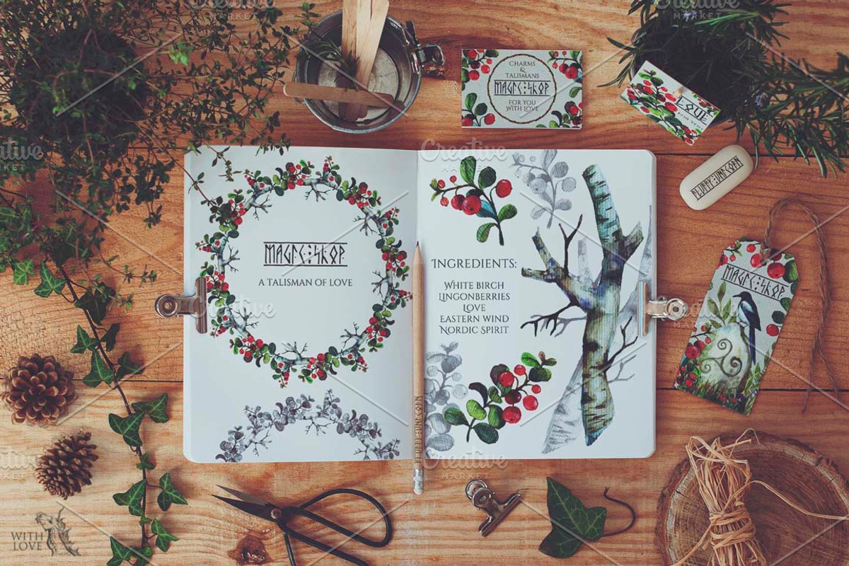 Pagan Forest Watercolor Kit, a Decorative Illustration by Fluffy Unicorn (Photo 5 of 6)