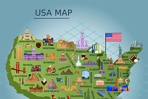 USA MAP Design | Cultural Elements