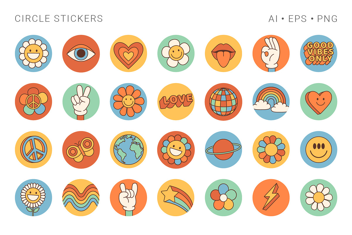 Groovy Hippie Collection, a Background Graphic by Martyshova (Photo 4 of 16)