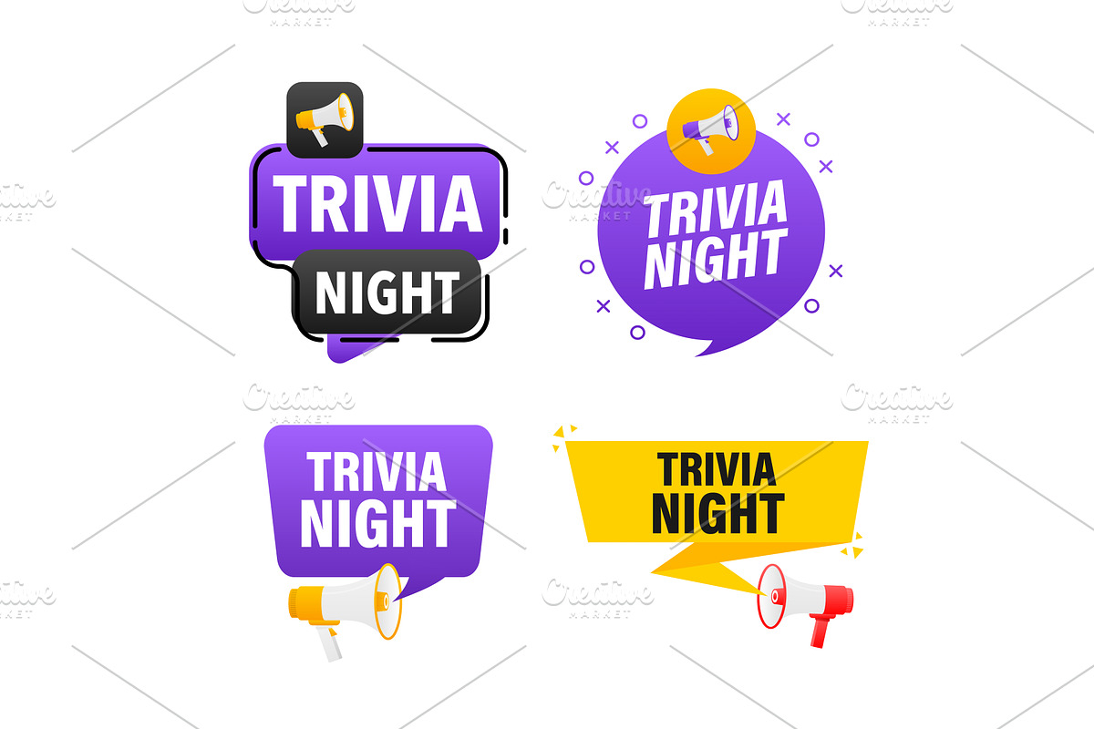 Megaphone label set with text Trivia, a Texture Graphic by UP-Studio