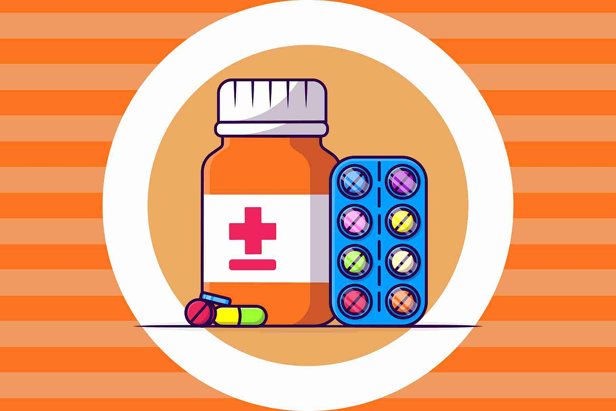Medicine Jar And Pills Strip Cartoon, an Object Graphic by Artstorystudio (Photo 2 of 3)