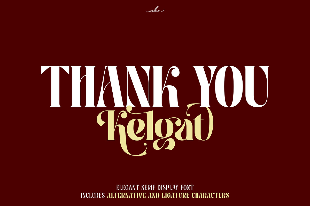 Kelgat — Elegant Serif Display Font, a Serif Font by Ekahermawan (Photo 12 of 12)