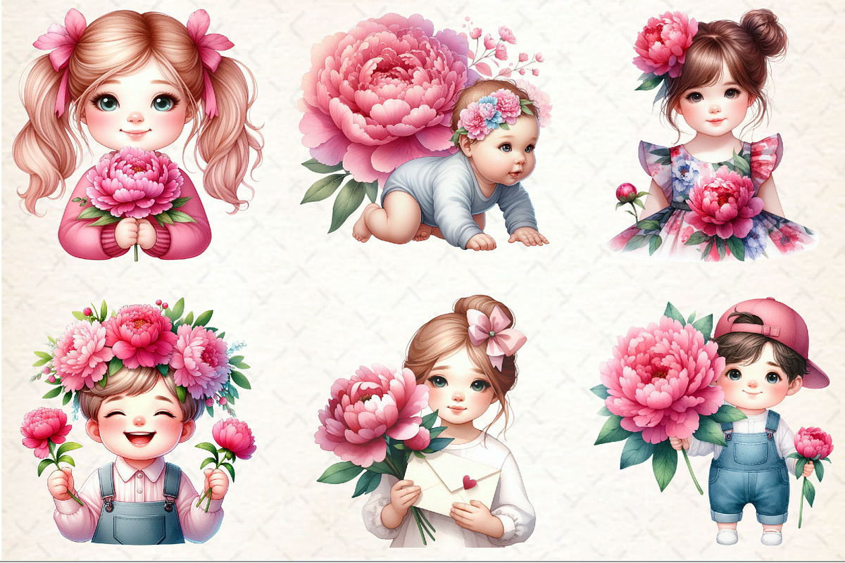 Kindergarten Nursery Kids Peony Clip, an Illustration by Rose Art (Photo 4 of 4)