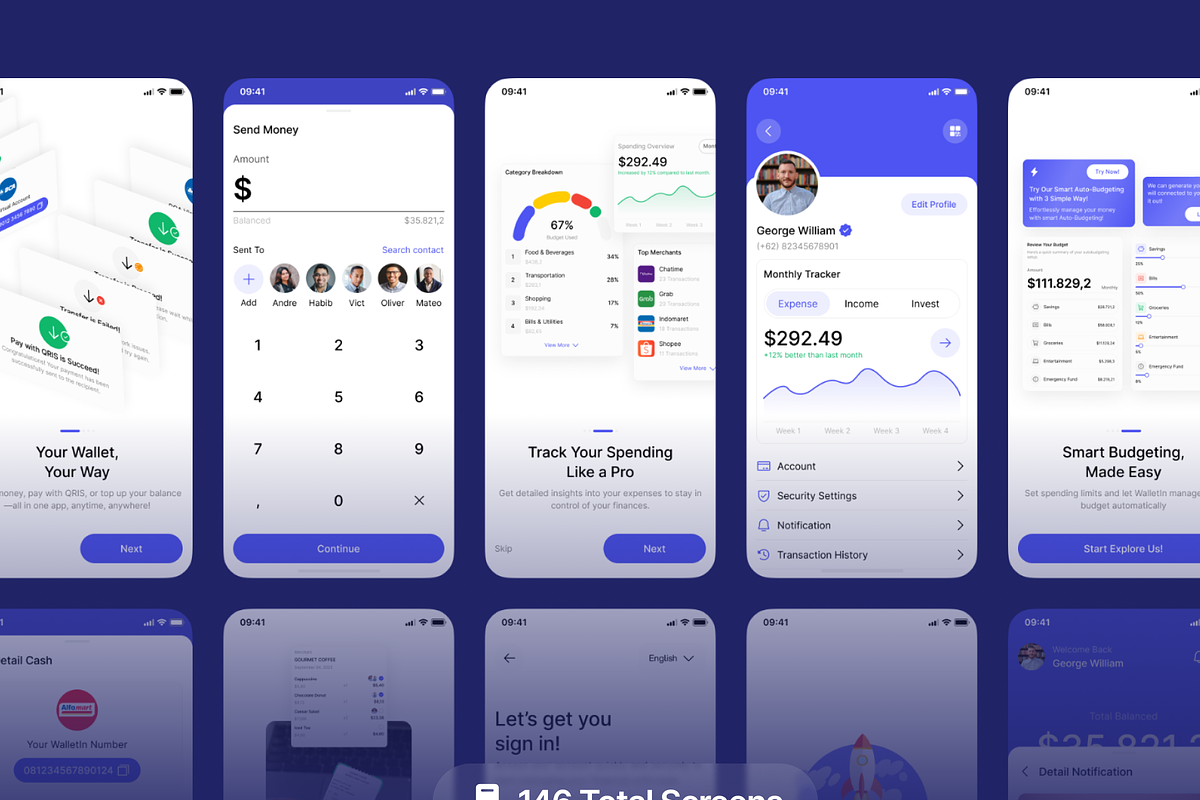 Wallet+ - E-Wallet App UI Kit preview 4
