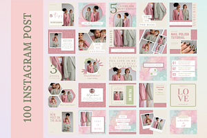 300 Pink Green Instagram Template