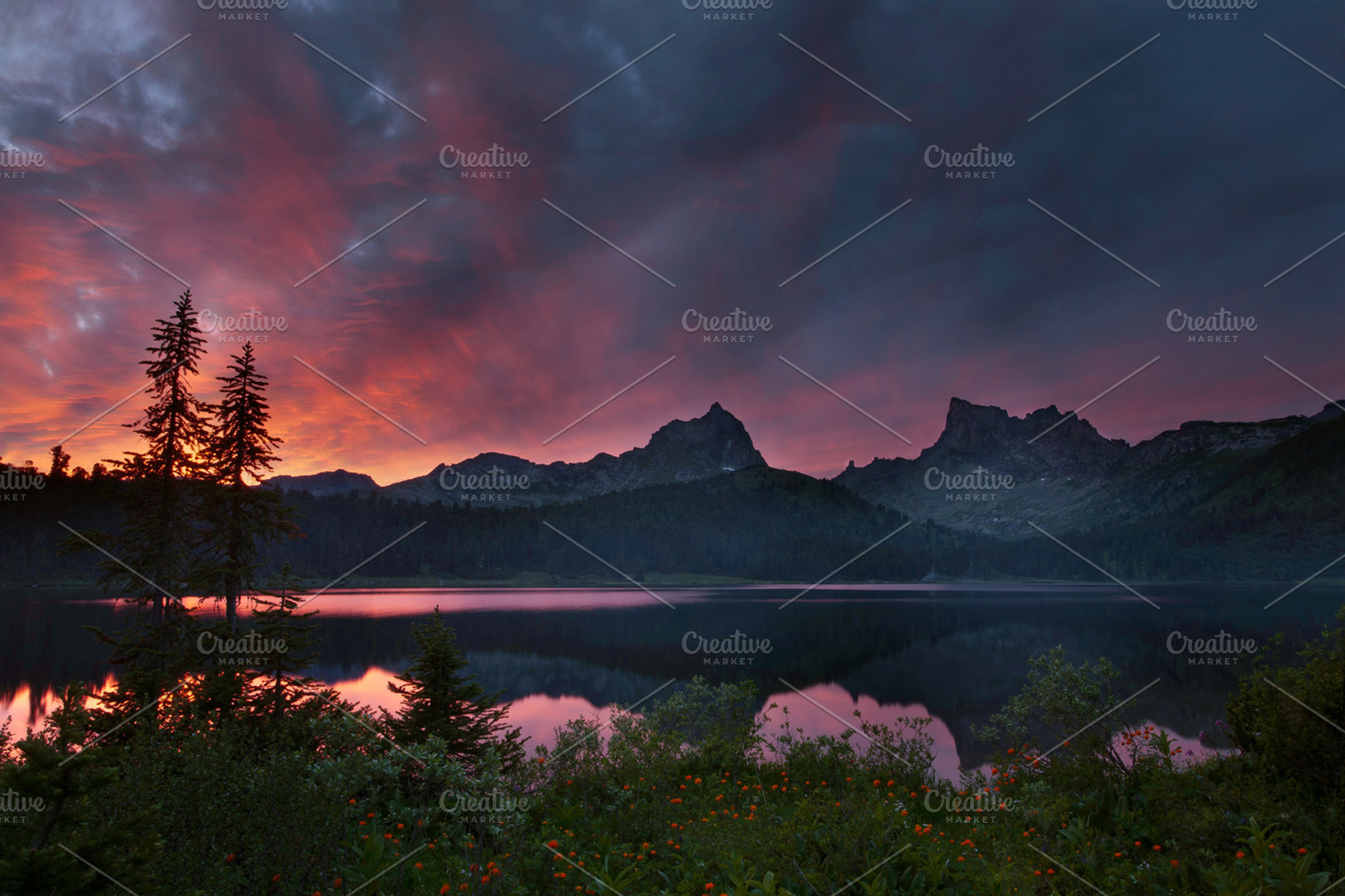 Beautiful sunset lake siberia stock photo containing sayan and russia, a Nature Photo by GoodMomentShop