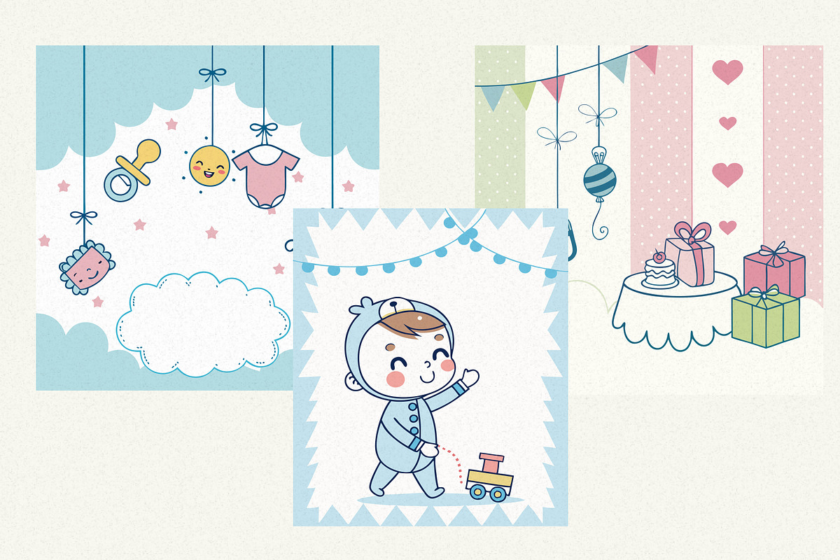 Baby Shower Clipart Bundle, an Illustration by Helospace (Photo 4 of 10)