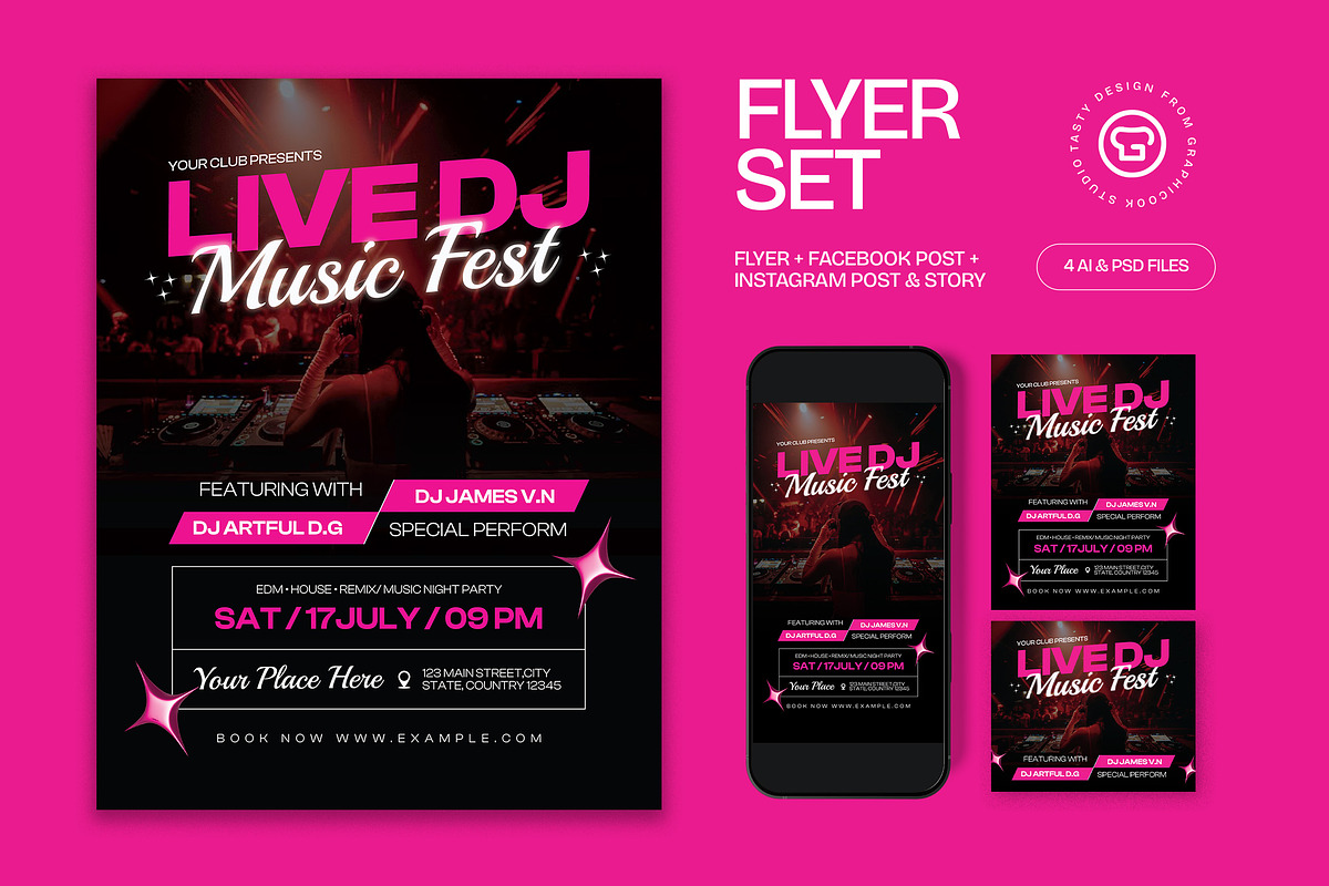 Live DJ Music Fest Flyer, a Flyer Template by graphicook (Photo 1 of 3)