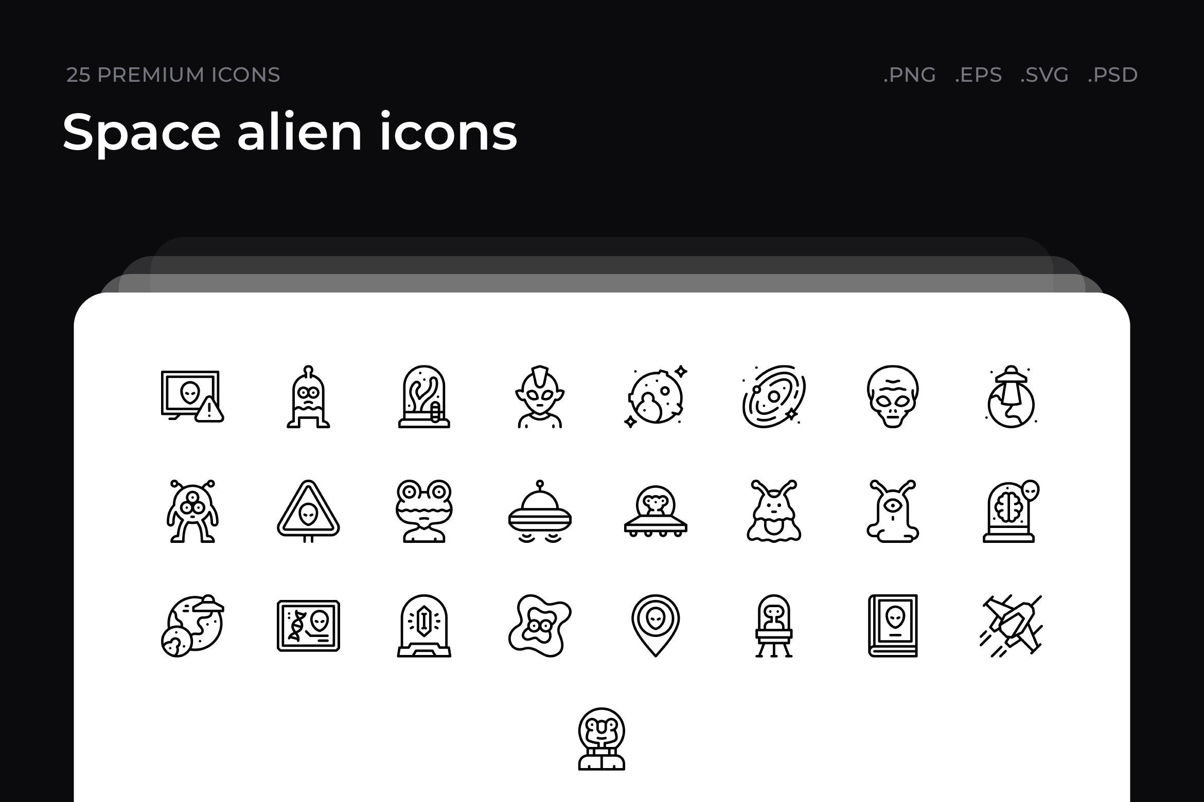 Space alien icons, an Outline Icon by Wencory