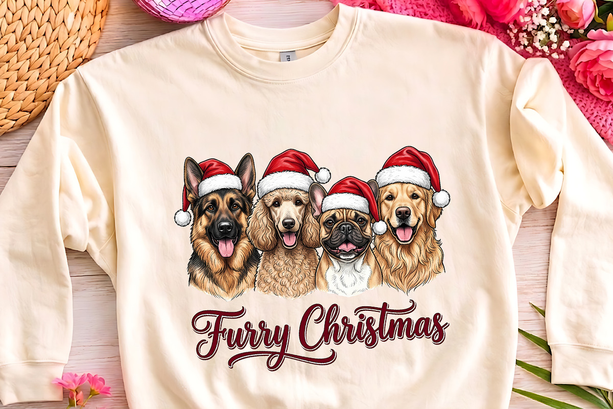 Furry Christmas Dogs Clipart PNG Art, a Seasonal Illustration by CrexoraLab (Photo 3 of 4)