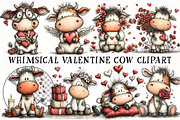 Whimsical Valentine Cow Clipart, an Illustration by OK Design (Thumbnail 2 of 6)