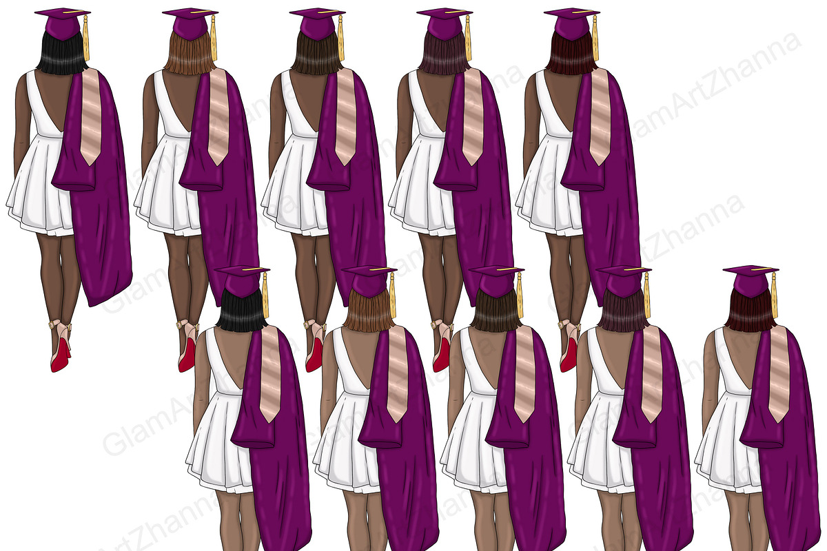 Graduation Girls Clipart, an Education Illustration by GlamArtZhanna (Photo 8 of 11)