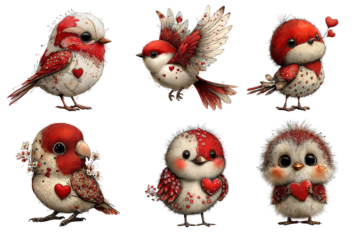 Whimsical Valentine Birds Clipart, an Illustration by Dream Creation (Photo 5 of 8)
