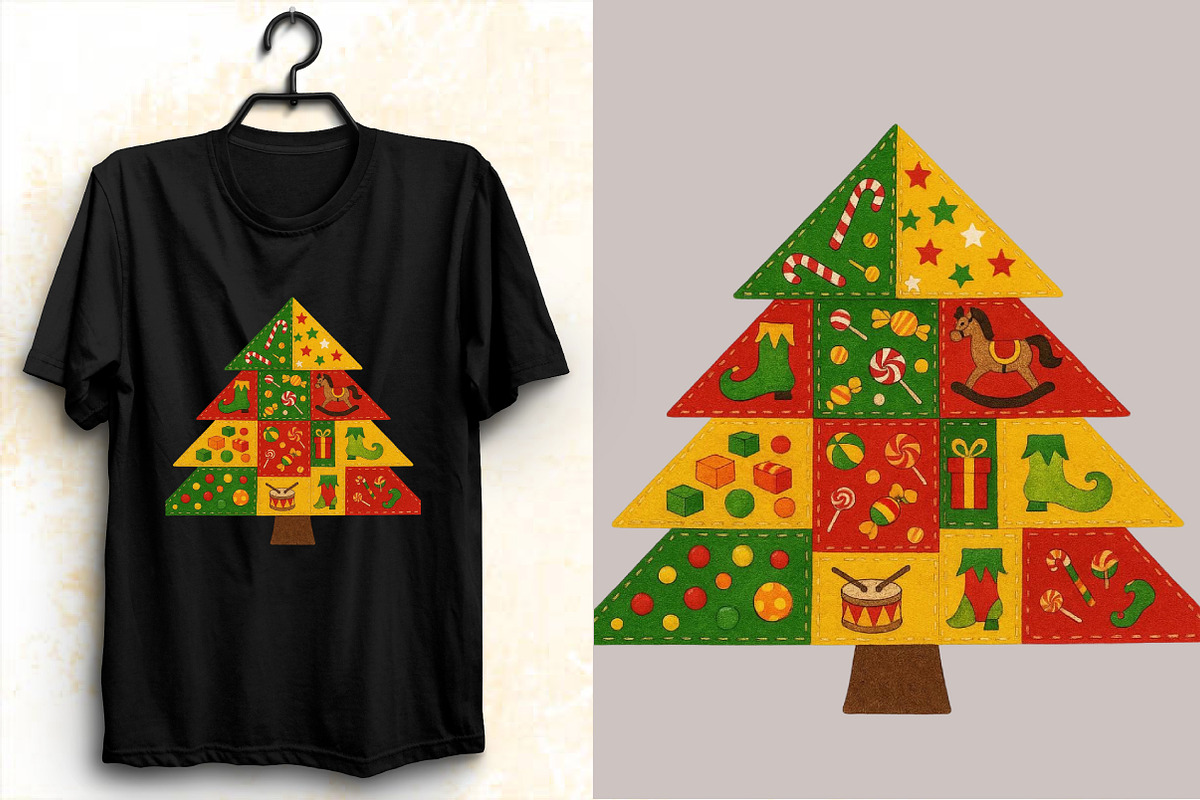 atchwork Christmas Tree Clipart Bund, an Illustration by SVGArt (Photo 6 of 8)