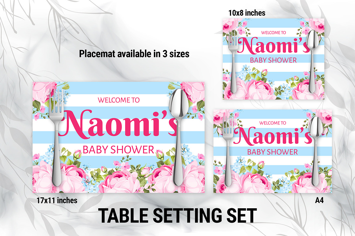 Flower Stripes Table Setting Set, a Templates & Theme by DickyJiang Illustrations (Photo 3 of 3)