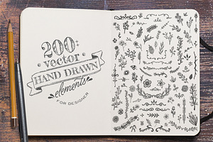 200 Vector Hand Drawn Elements