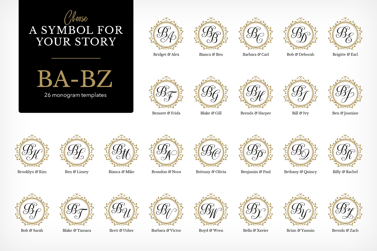 Wedding Monogram Set B, a Branding & Logo Template by Monogram World (Photo 3 of 8)