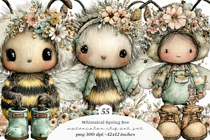 Whimsical spring bee clipart, an Illustration by SinaCreation