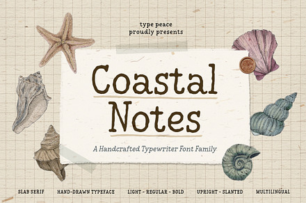 COASTAL NOTES | Typewriter Font, a Handwritten Font by type peace