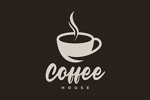 Coffee Cup Logo On Dark Back, Coffee