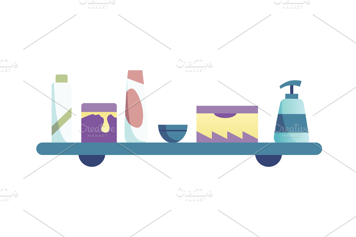 A shelf displaying a variety of, a Technology Illustration by the8monkey