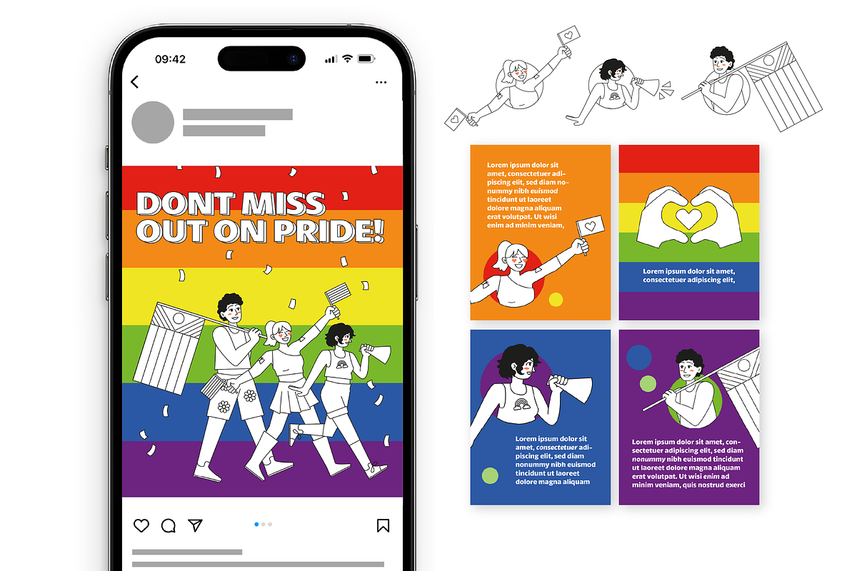 Pride Marchers, a Seasonal Illustration by Lu (Photo 4 of 5)