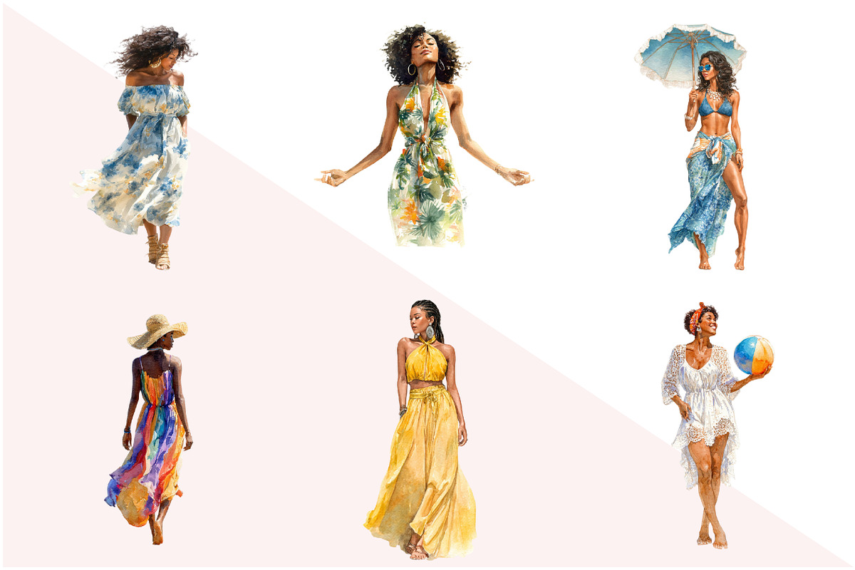 Summer Black Woman Beach Fashion, an Illustration by Design Market (Photo 2 of 3)