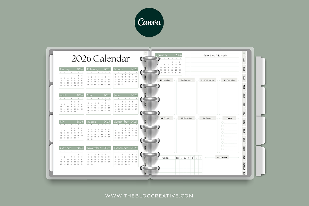 2026 Digital Template, Planner, a Marketing Template by The Blog Creative (Photo 6 of 11)
