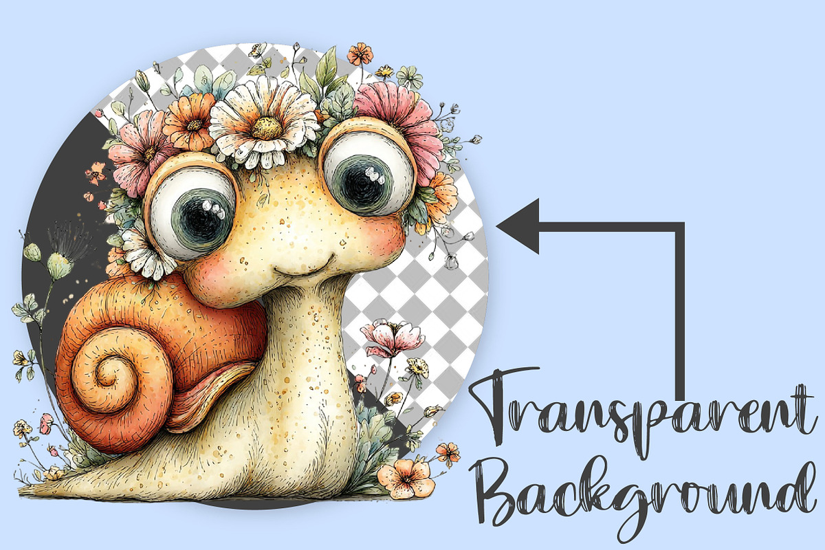 Whimsical Spring Snail Clipart PNG, a Seasonal Illustration by Canvas Craft