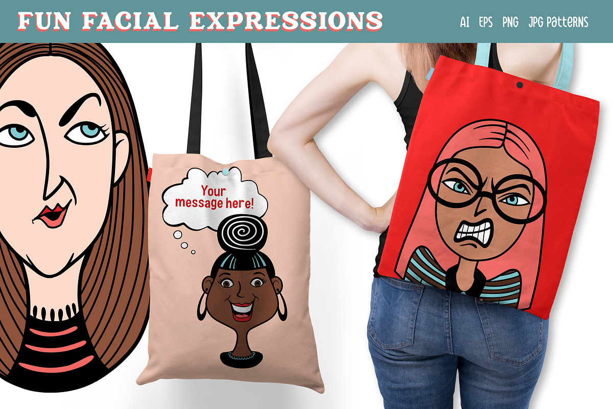 Fun Facial Expressions Vectors PNG, an Illustration by SLS Lines (Photo 7 of 9)