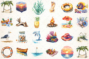 Watercolor Beach Nature Clipart, an Illustration by DreamCafeArt (Thumbnail 3 of 3)