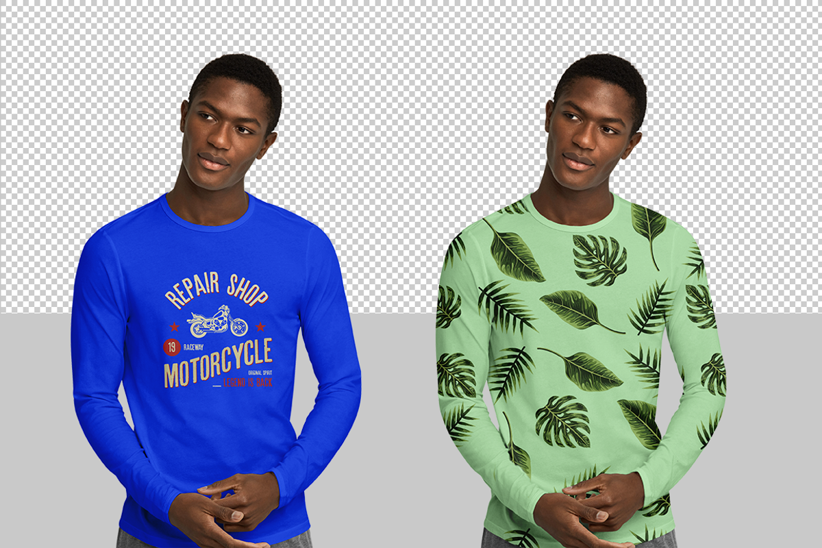 Long Sleeved T-Shirt (African Model), a Shirt Mockup by Mock-up Store (Photo 2 of 5)