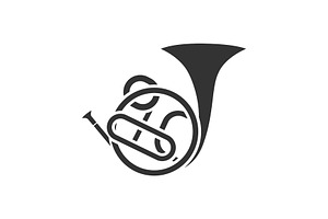 French Horn Glyph Icon