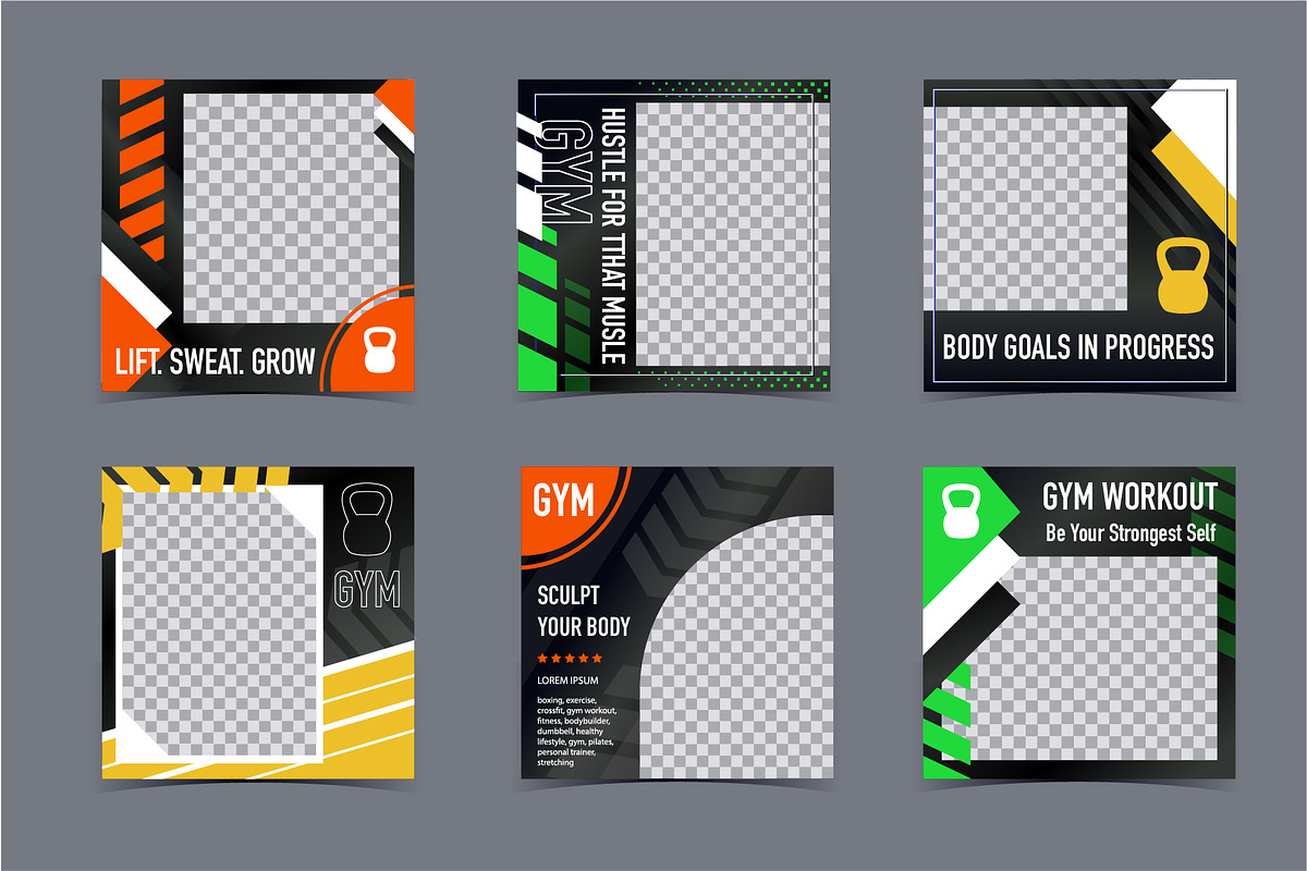 Gym Social Media Branding Set, a Social Media Template by Lettering_Logo