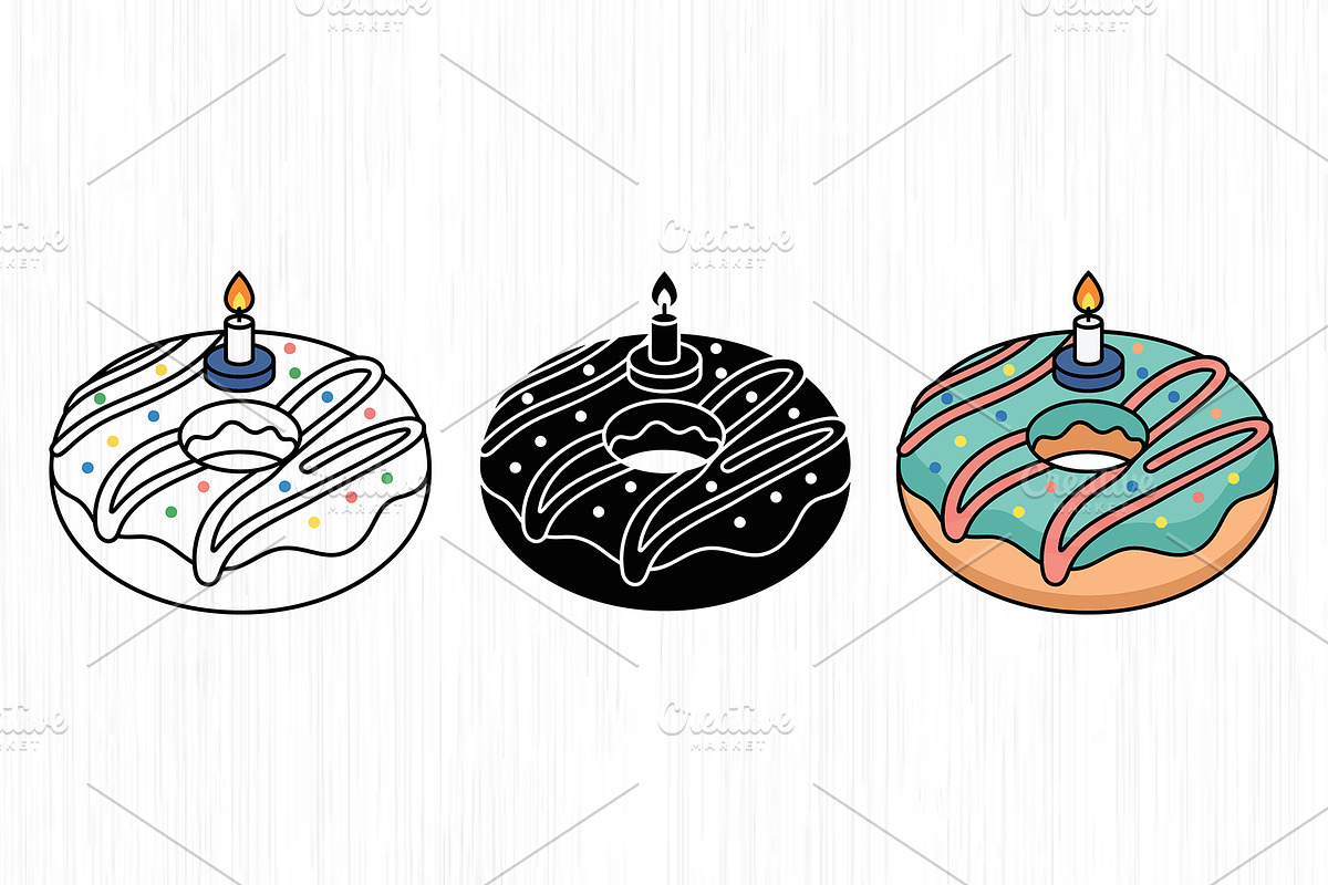 Birthday Donut Vector Trio Pack, an Object Graphic by Artonix (Photo 2 of 3)