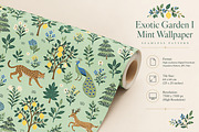 Exotic Garden I Mint Wallpaper, a Wallpaper Graphic by by creative paper (Thumbnail 2 of 15)