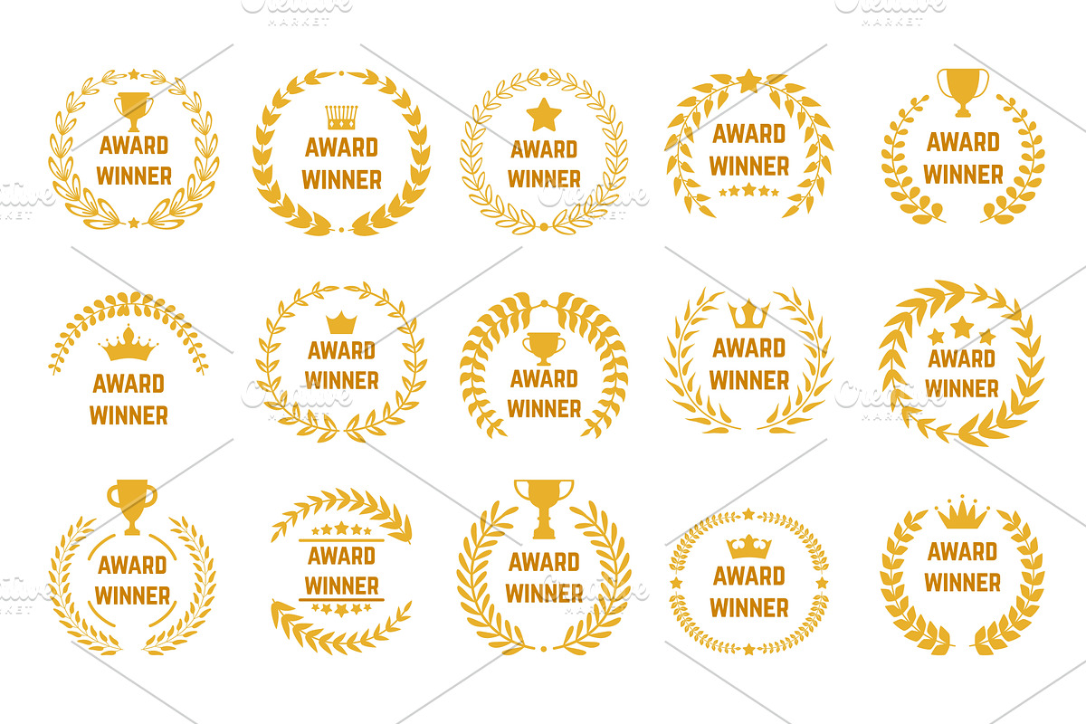Floral award wreath. Gold wreaths, an Illustration by Valerie Bodnar