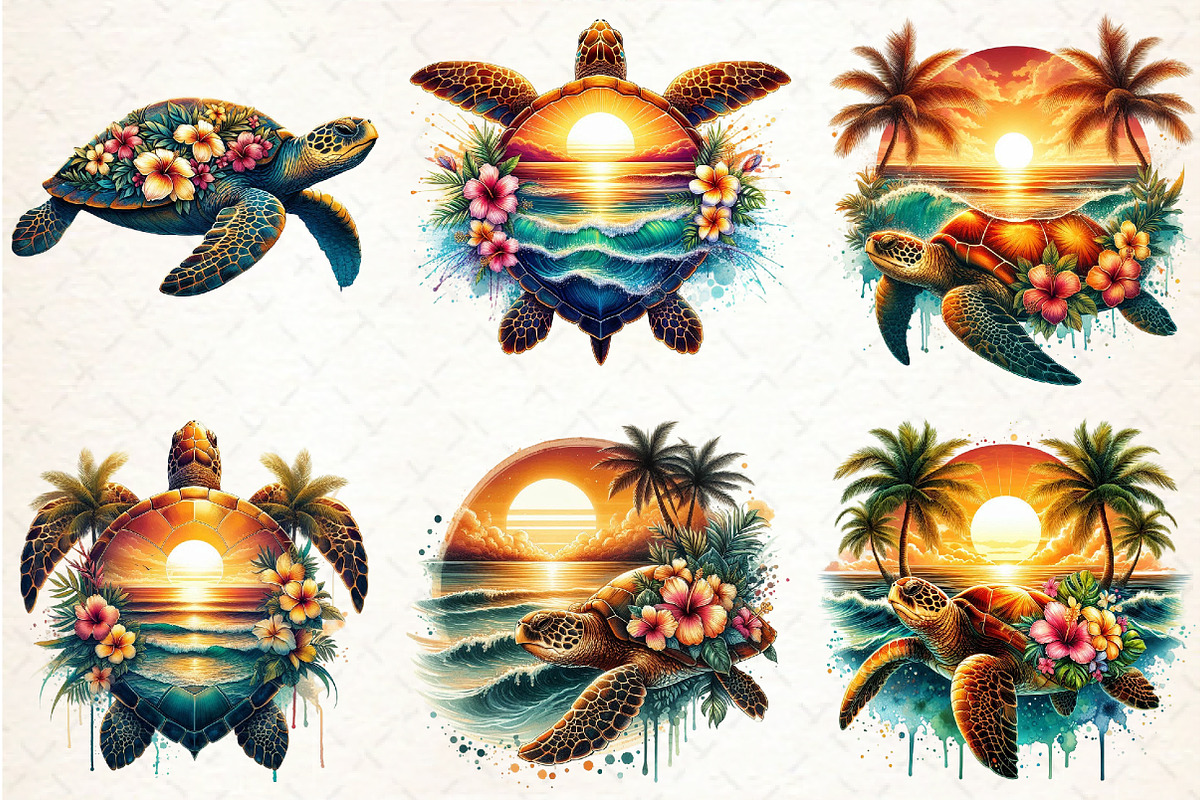 Sunset Sea Turtle Sublimation, an Illustration by Libby Wishes (Photo 4 of 4)