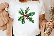 Watercolor Holly & Berries Clipart, an Illustration by Canvas Craft (Thumbnail 7 of 8)