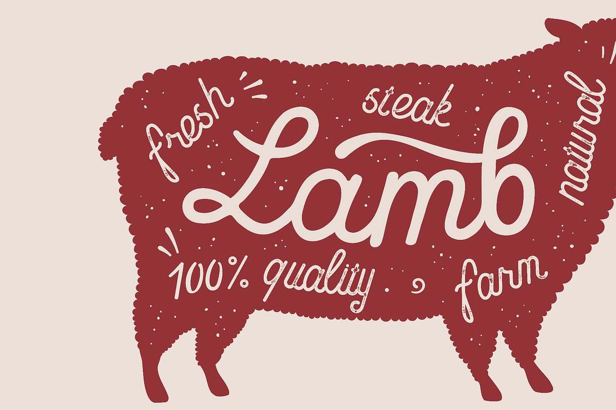 Sheep, lamb, lettering. Silhouette, a Food Illustration by Foxys Graphic (Photo 3 of 3)